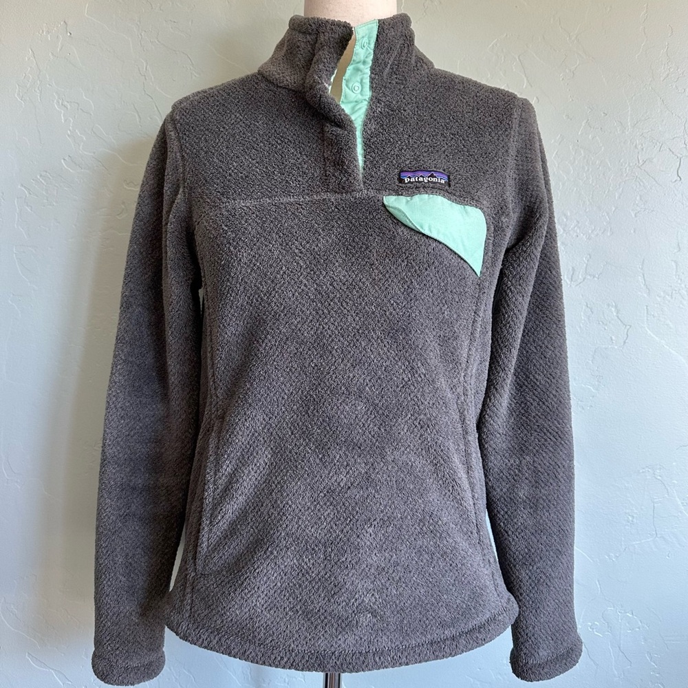 Patagonia Re-Tool Snap-T Fleece Pullover Gray Mint Green Women’s Small Gorpcore